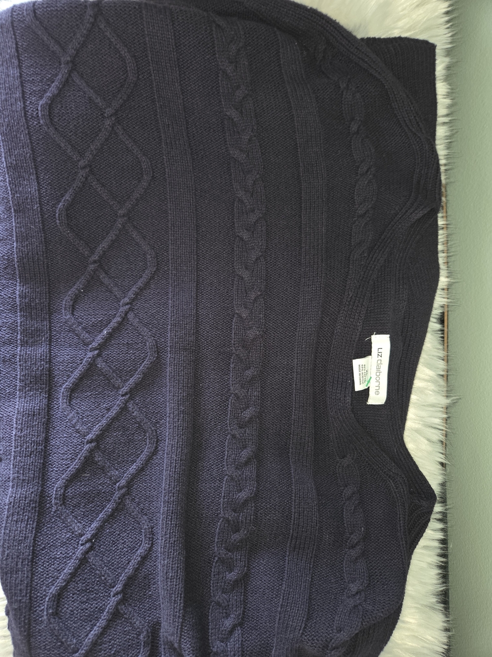 Liz Claiborne Dark Navy Textured Knit Top